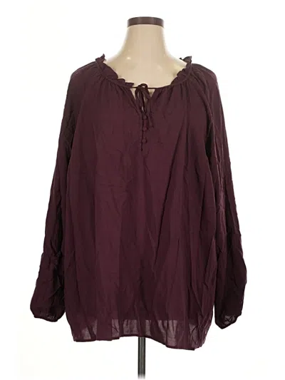 Pre-owned Torrid Long Sleeve Blouse In Burgundy