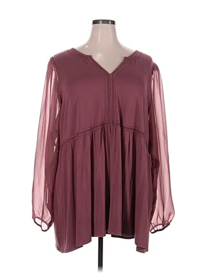 Pre-owned Torrid Long Sleeve Blouse In Burgundy