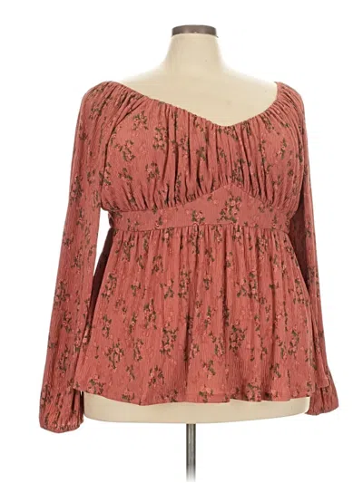 Pre-owned Torrid Long Sleeve Blouse In Burgundy