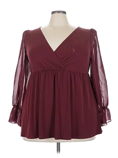 Pre-owned Torrid Long Sleeve Blouse In Burgundy