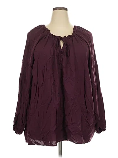 Pre-owned Torrid Long Sleeve Blouse In Burgundy