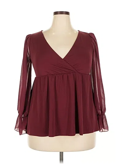 Pre-owned Torrid Long Sleeve Blouse In Burgundy