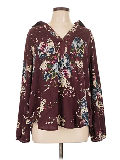 Pre-owned Torrid Long Sleeve Blouse In Burgundy
