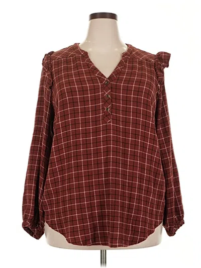 Pre-owned Torrid Long Sleeve Blouse In Burgundy