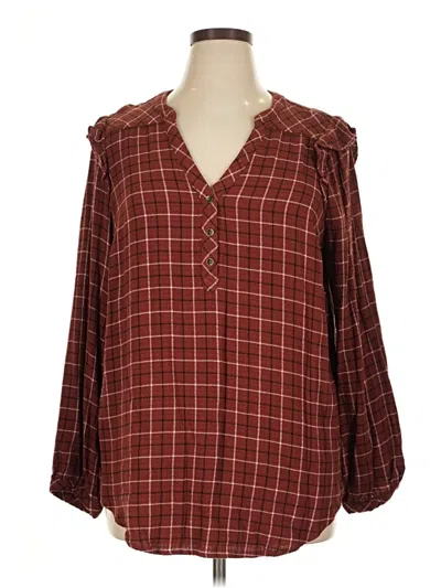 Pre-owned Torrid Long Sleeve Blouse In Burgundy