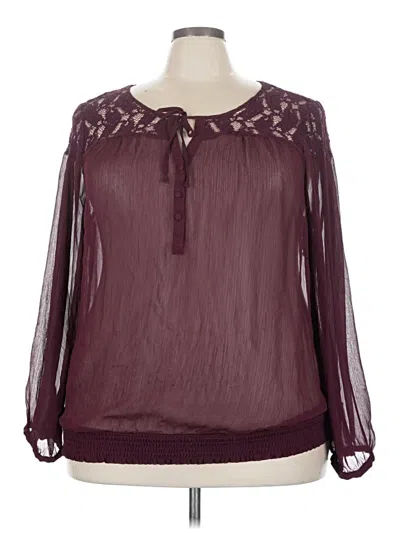 Pre-owned Torrid Long Sleeve Blouse In Burgundy
