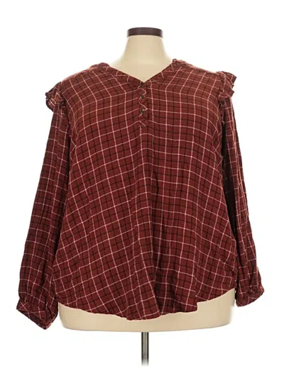 Pre-owned Torrid Long Sleeve Blouse In Burgundy