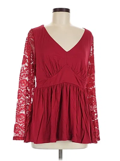 Pre-owned Torrid Long Sleeve Blouse In Burgundy