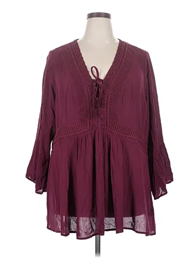 Torrid Long Sleeve Blouse In Burgundy