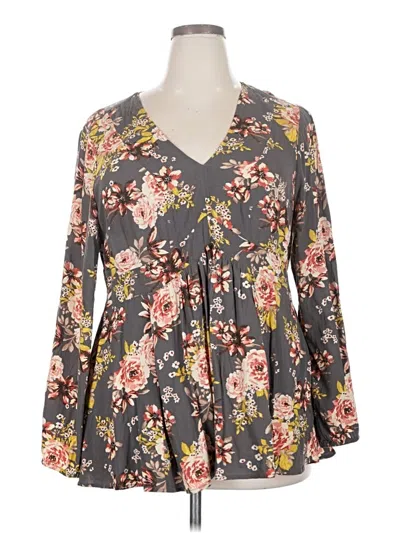 Pre-owned Torrid Long Sleeve Blouse In Gray
