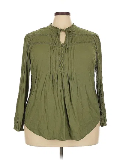 Pre-owned Torrid Long Sleeve Blouse In Green