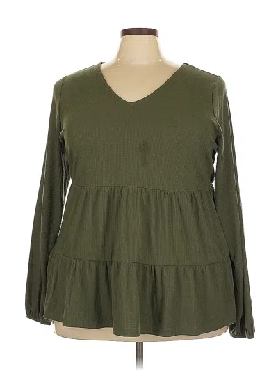 Pre-owned Torrid Long Sleeve Blouse In Green