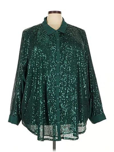 Pre-owned Torrid Long Sleeve Blouse In Green