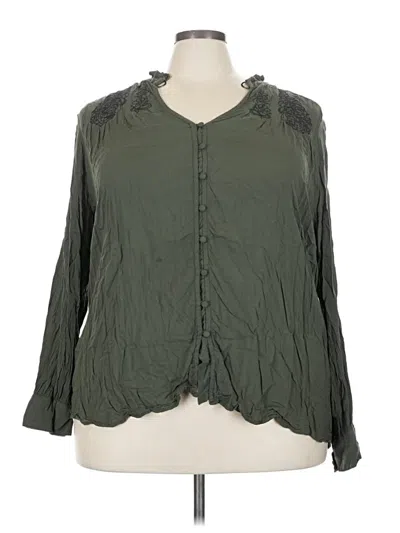 Pre-owned Torrid Long Sleeve Blouse In Green