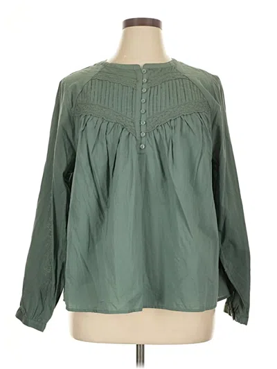 Pre-owned Torrid Long Sleeve Blouse In Green