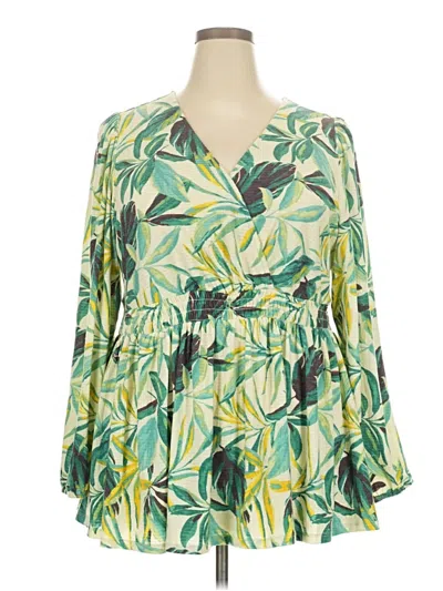 Pre-owned Torrid Long Sleeve Blouse In Green