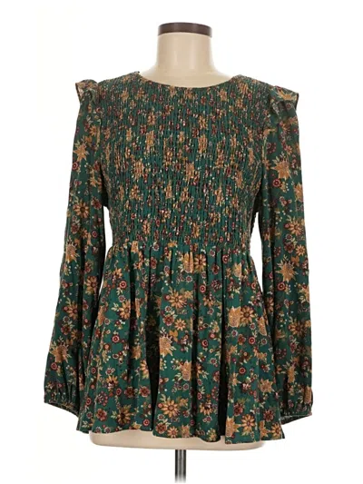 Pre-owned Torrid Long Sleeve Blouse In Green