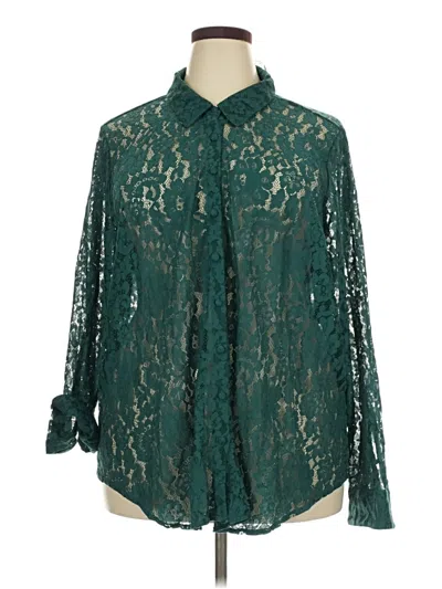 Torrid Long Sleeve Blouse In Green