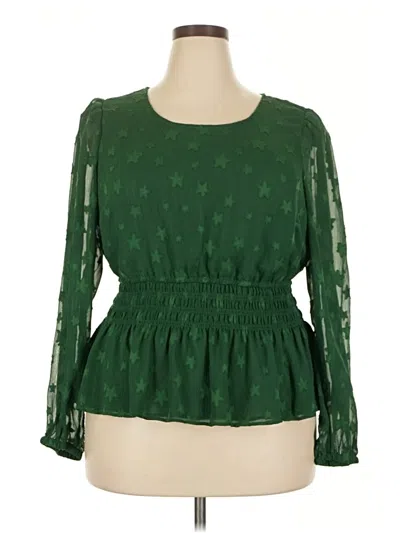 Pre-owned Torrid Long Sleeve Blouse In Green