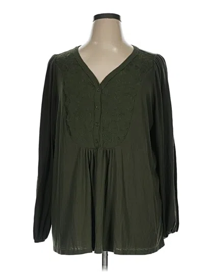 Pre-owned Torrid Long Sleeve Blouse In Green
