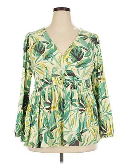 Pre-owned Torrid Long Sleeve Blouse In Green