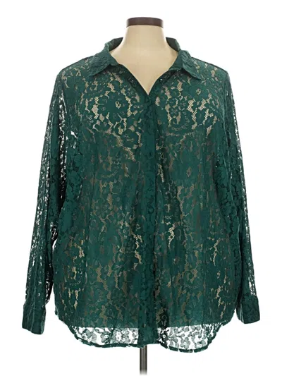 Pre-owned Torrid Long Sleeve Blouse In Green