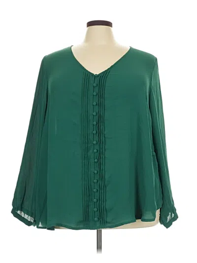 Pre-owned Torrid Long Sleeve Blouse In Green