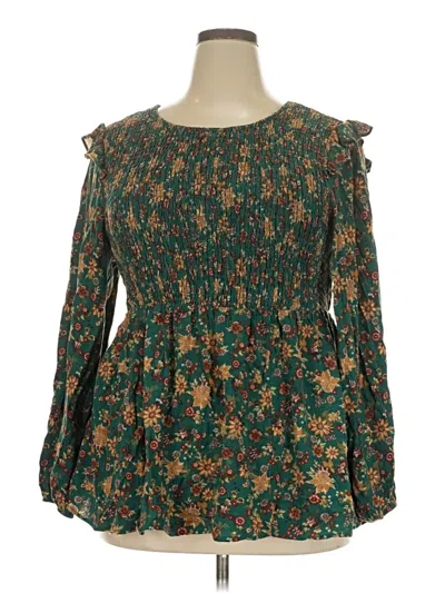Pre-owned Torrid Long Sleeve Blouse In Green