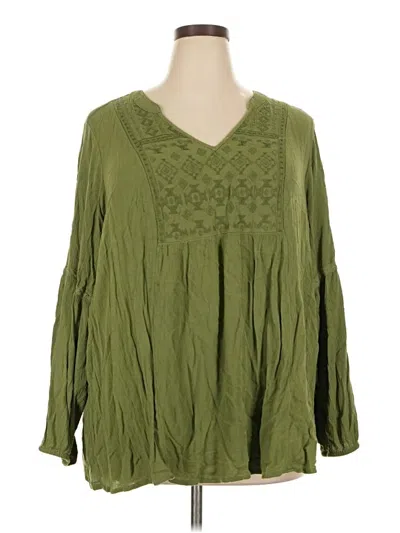 Pre-owned Torrid Long Sleeve Blouse In Green