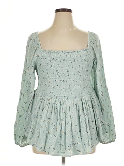 Torrid Long Sleeve Blouse In Green