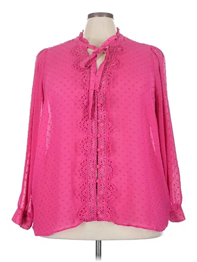Pre-owned Torrid Long Sleeve Blouse In Pink