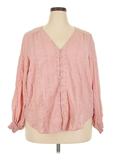 Pre-owned Torrid Long Sleeve Blouse In Pink