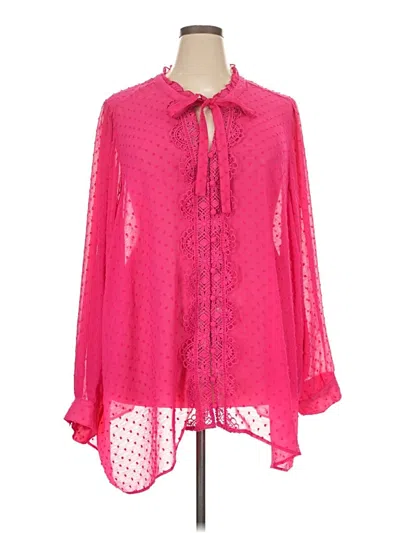 Torrid Long Sleeve Blouse In Pink