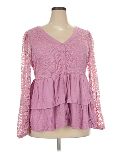 Pre-owned Torrid Long Sleeve Blouse In Pink