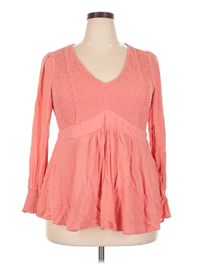 Pre-owned Torrid Long Sleeve Blouse In Pink