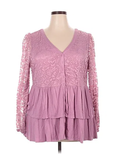 Pre-owned Torrid Long Sleeve Blouse In Purple