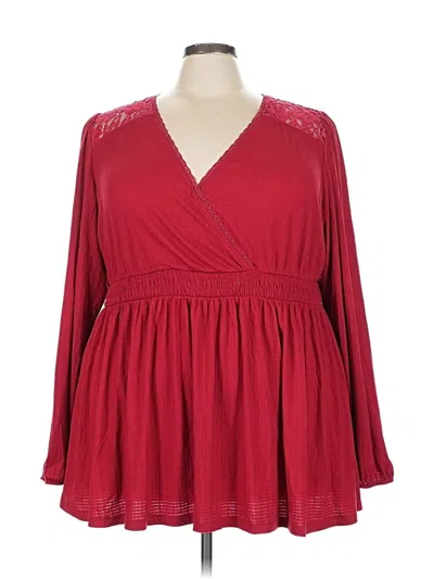 Pre-owned Torrid Long Sleeve Blouse In Red