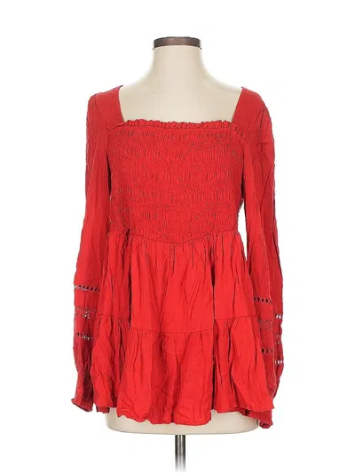 Pre-owned Torrid Long Sleeve Blouse In Red