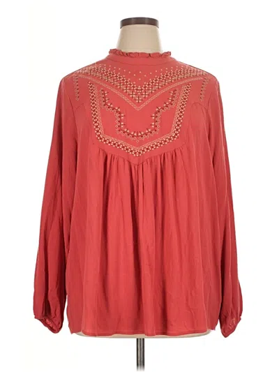 Pre-owned Torrid Long Sleeve Blouse In Red