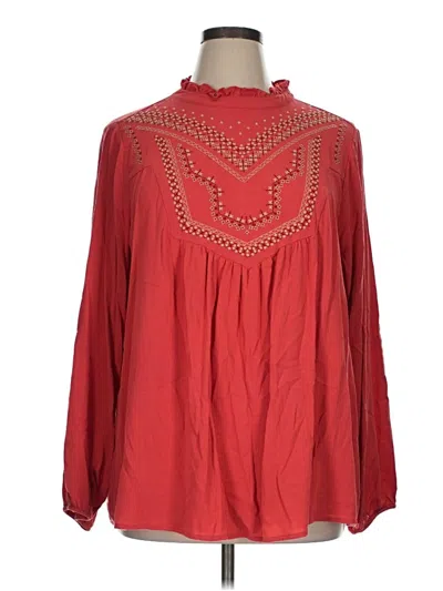 Pre-owned Torrid Long Sleeve Blouse In Red