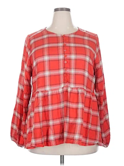 Pre-owned Torrid Long Sleeve Blouse In Red