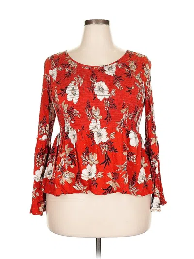 Pre-owned Torrid Long Sleeve Blouse In Red