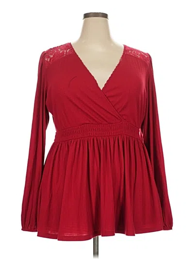 Pre-owned Torrid Long Sleeve Blouse In Red