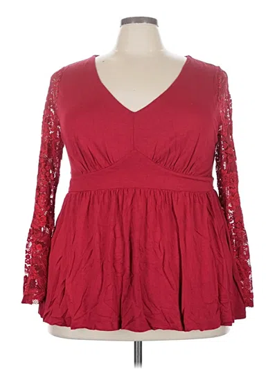 Pre-owned Torrid Long Sleeve Blouse In Red
