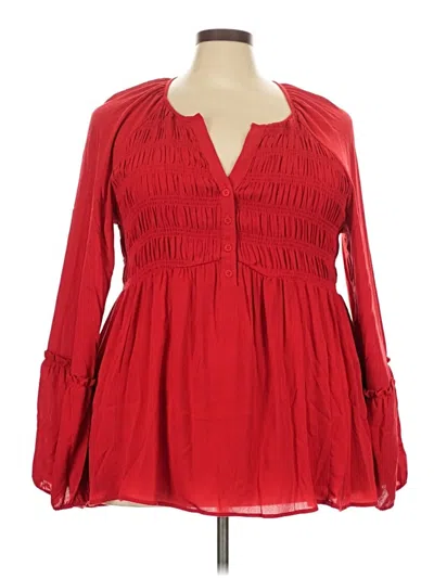Pre-owned Torrid Long Sleeve Blouse In Red