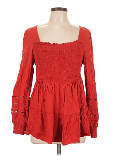 Pre-owned Torrid Long Sleeve Blouse In Red
