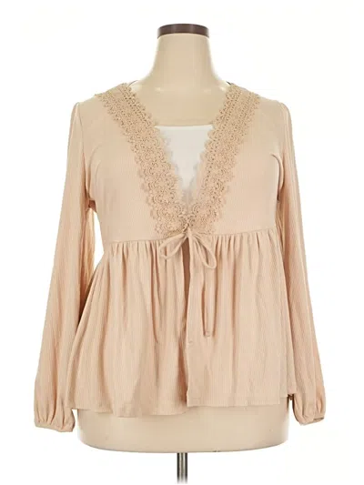 Pre-owned Torrid Long Sleeve Blouse In Tan