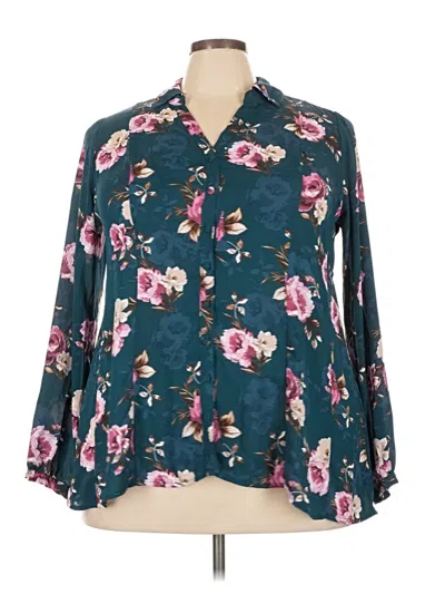 Pre-owned Torrid Long Sleeve Blouse In Teal