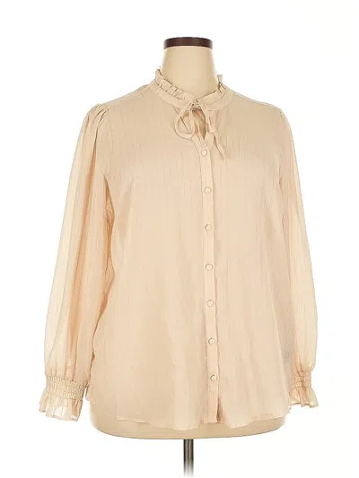 Pre-owned Torrid Long Sleeve Blouse In White