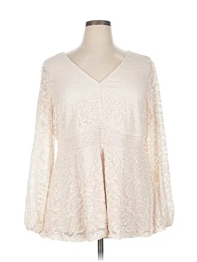 Pre-owned Torrid Long Sleeve Blouse In White